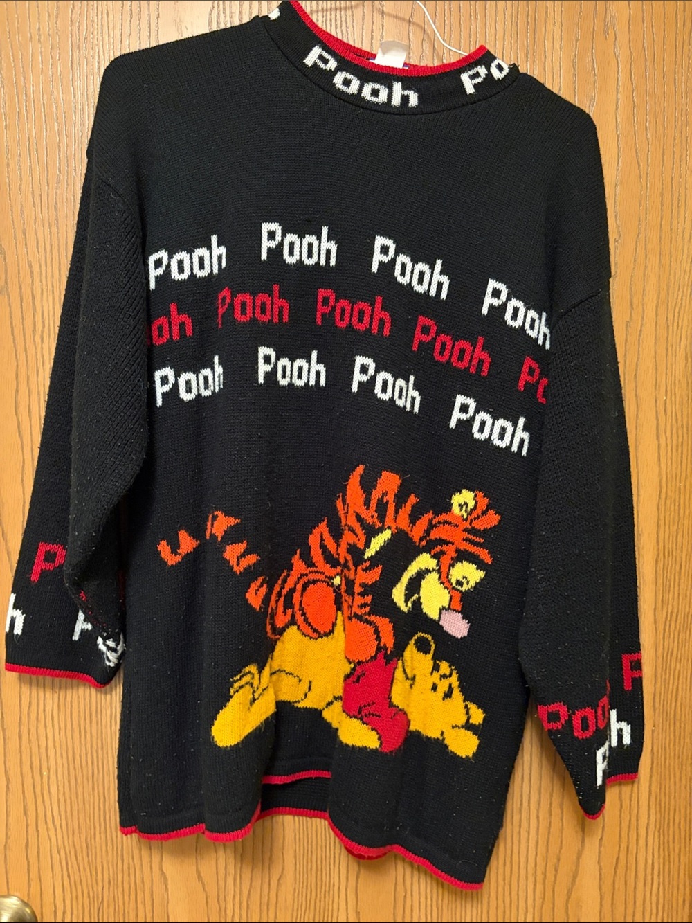 Pooh Graphic Black Knit Sweater with Tigger
